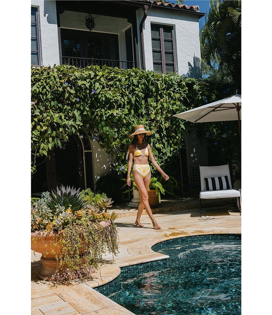 Antonio Melani x Stephanie Covington Sonia Scarf Placement Print Triangle Swim Top - Marigold - view 5