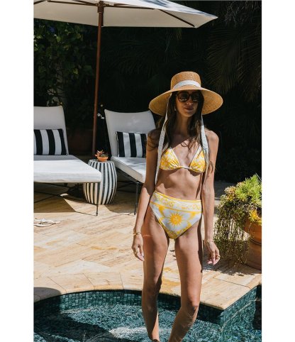 Antonio Melani x Stephanie Covington Sonia Scarf Placement Print Triangle Swim Top - Marigold - view 7