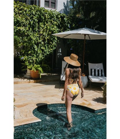 Antonio Melani x Stephanie Covington Sonia Scarf Placement Print Triangle Swim Top - Marigold - view 8