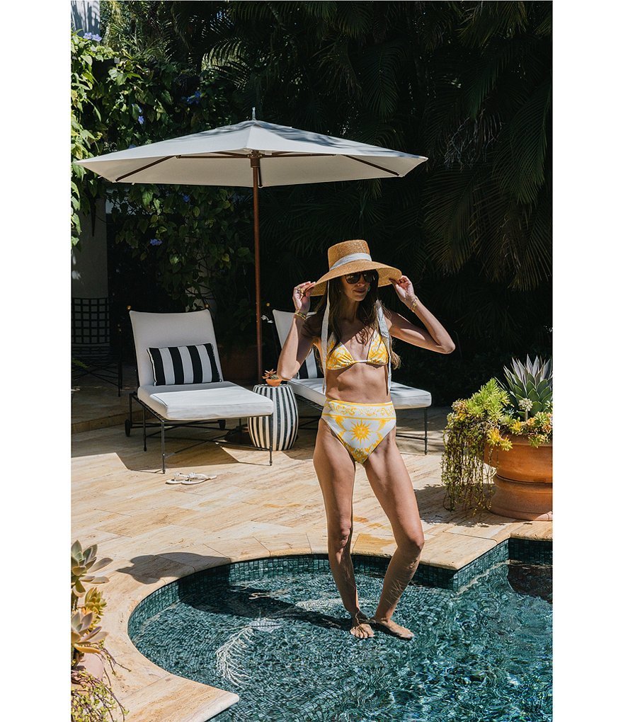 Antonio Melani x Stephanie Covington Sonia Scarf Placement Print Triangle Swim Top - Marigold - view 9