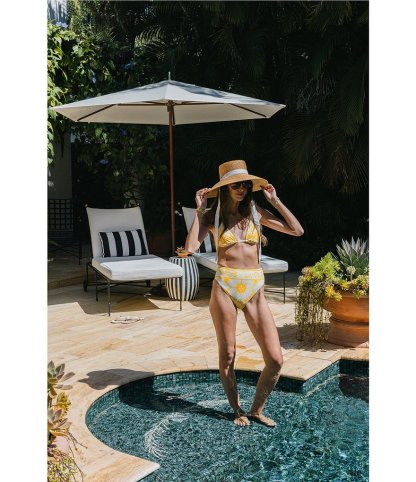Antonio Melani x Stephanie Covington Sonia Scarf Placement Print Triangle Swim Top - Marigold - view 9