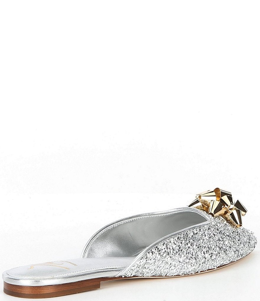 Antonio Melani x The Nat Note Estrella Textured Ornamented Bow Dress Mules - Silver - view 10