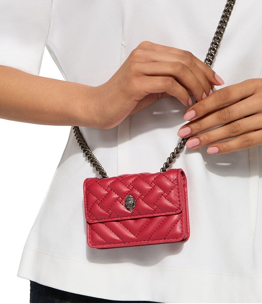 Kurt Geiger London Micro Kensington Quilted Crossbody Bag - Dark Red - view 14