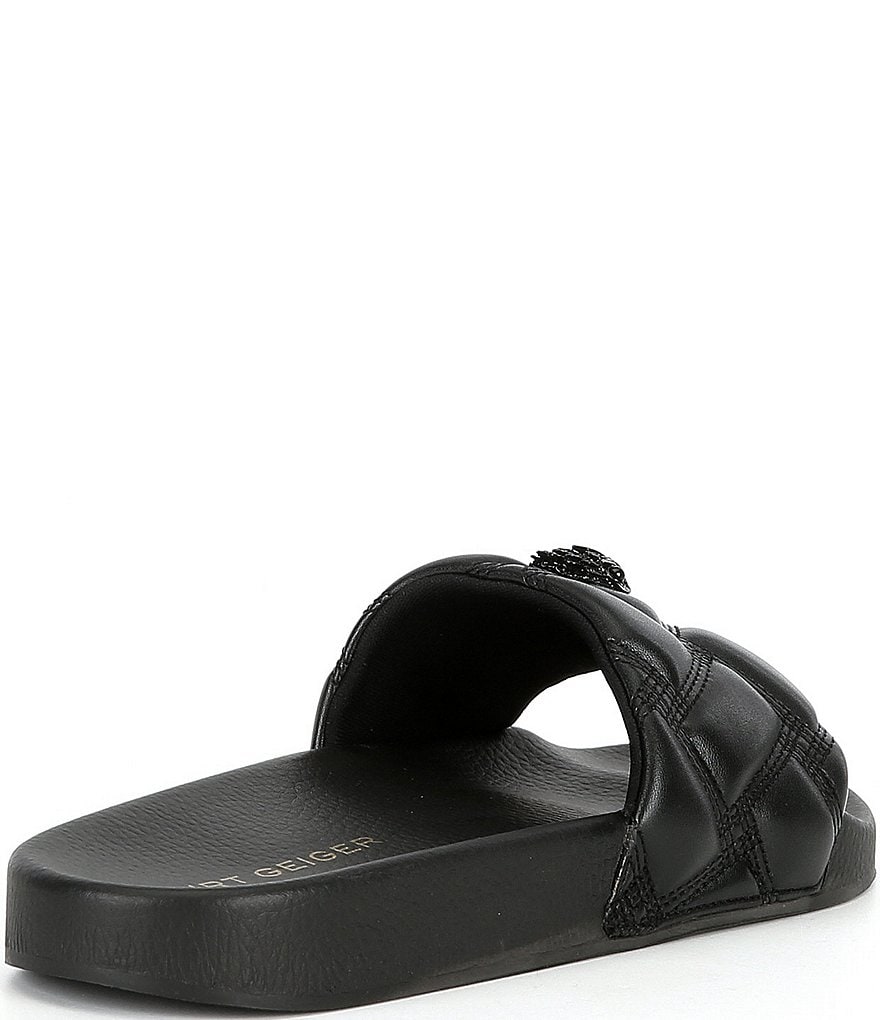 Kurt Geiger London Women's Meena Quilted Drenched Logo Ornament Pool Slide Sandals - Black/Black - view 2