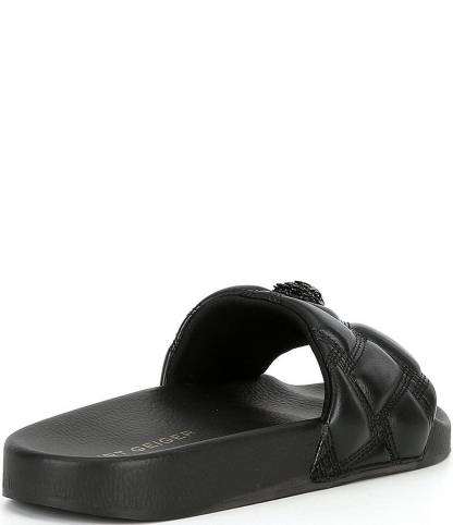 Kurt Geiger London Women's Meena Quilted Drenched Logo Ornament Pool Slide Sandals - Black/Black - view 2