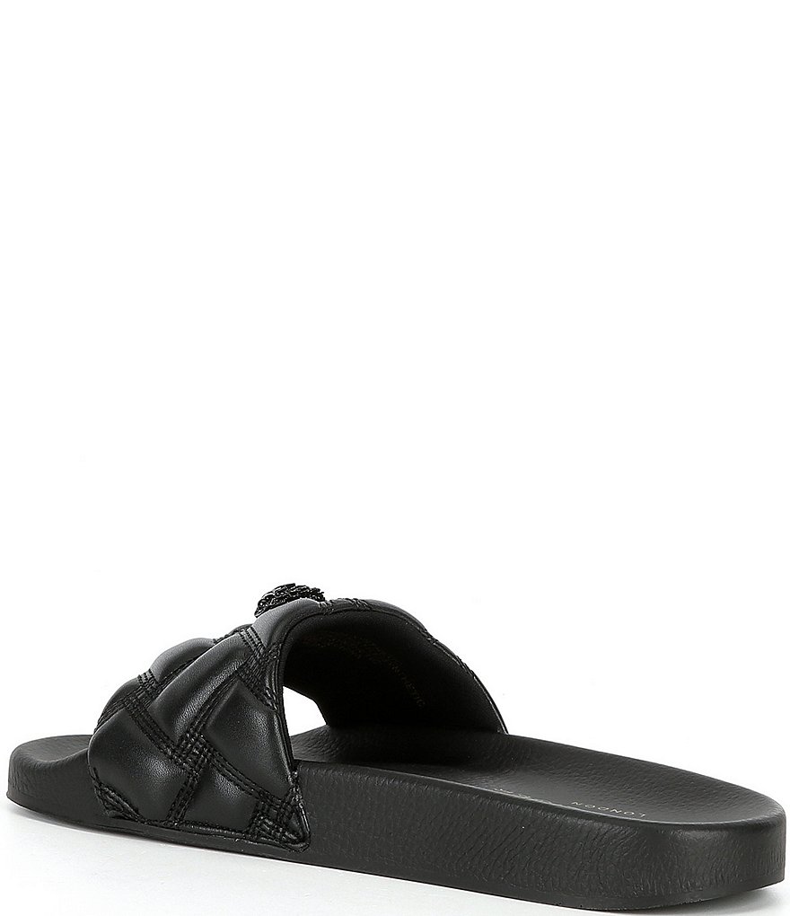 Kurt Geiger London Women's Meena Quilted Drenched Logo Ornament Pool Slide Sandals - Black/Black - view 3