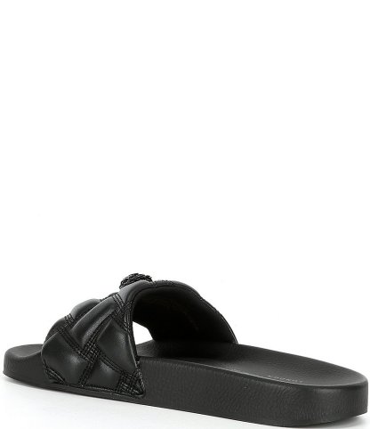 Kurt Geiger London Women's Meena Quilted Drenched Logo Ornament Pool Slide Sandals - Black/Black - view 3