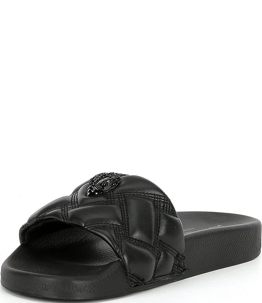 Kurt Geiger London Women's Meena Quilted Drenched Logo Ornament Pool Slide Sandals - Black/Black - view 4