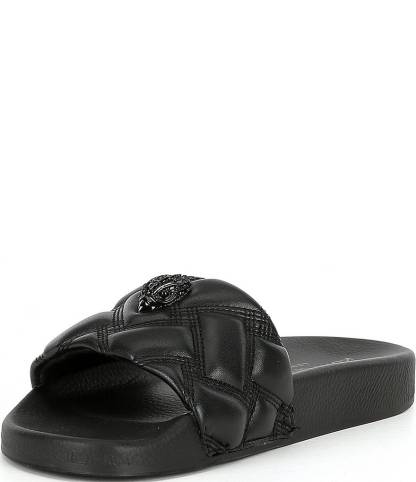 Kurt Geiger London Women's Meena Quilted Drenched Logo Ornament Pool Slide Sandals - Black/Black - view 4