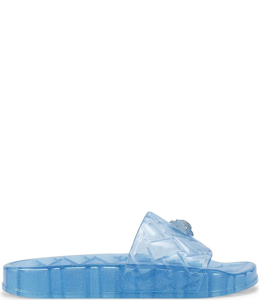 Kurt Geiger London Meena Glitter Jelly Logo Ornament Eagle Pool Slide Sandals - Blue - view 2