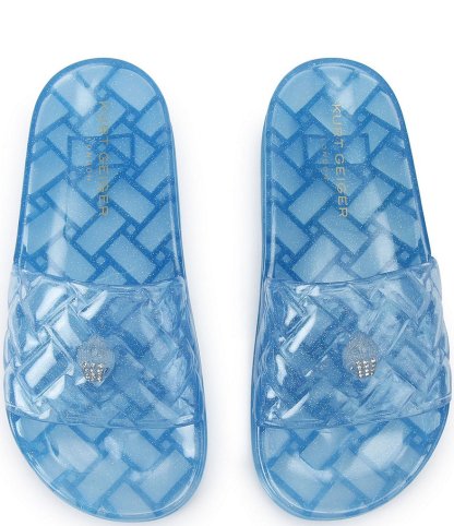 Kurt Geiger London Meena Glitter Jelly Logo Ornament Eagle Pool Slide Sandals - Blue - view 1