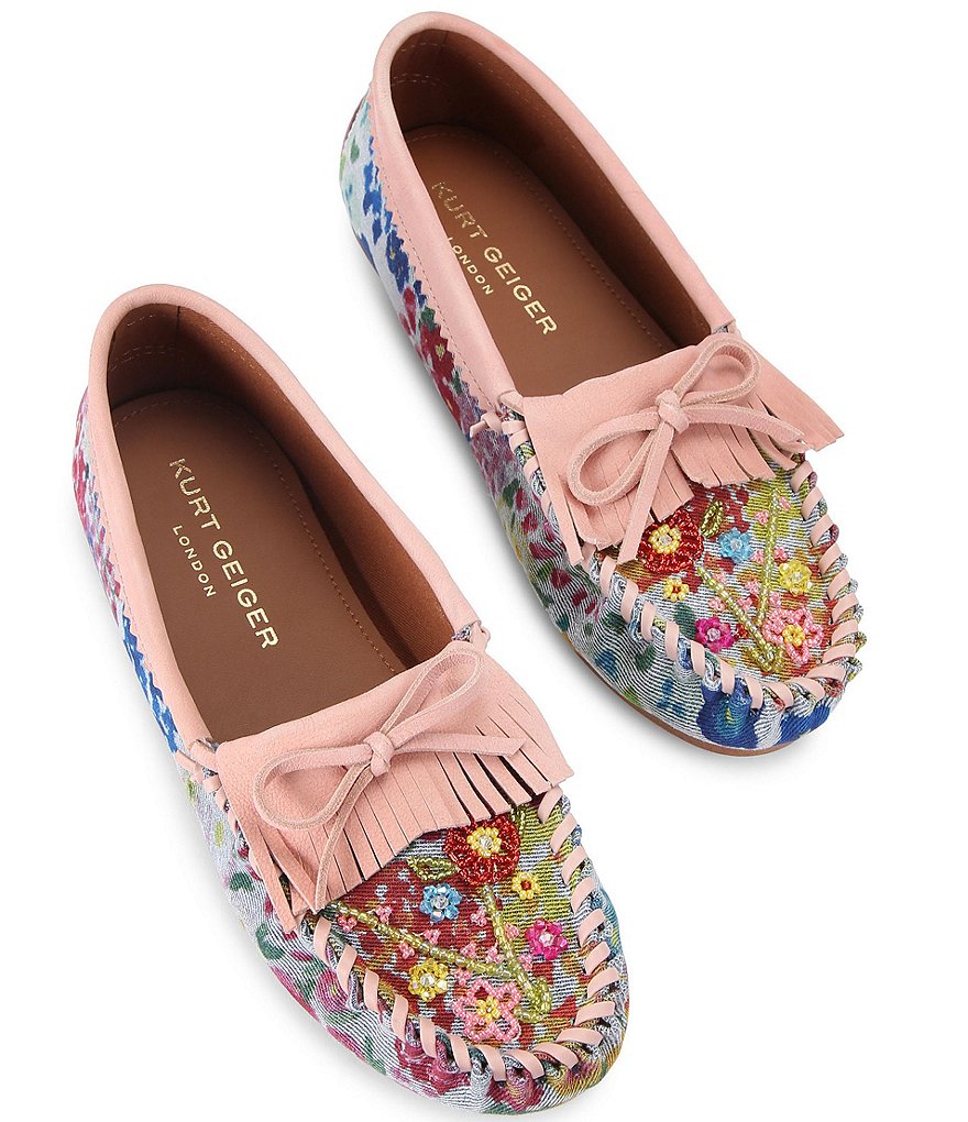 Kurt Geiger London Floral Beaded Ornament Moccasins - Blue - view 2