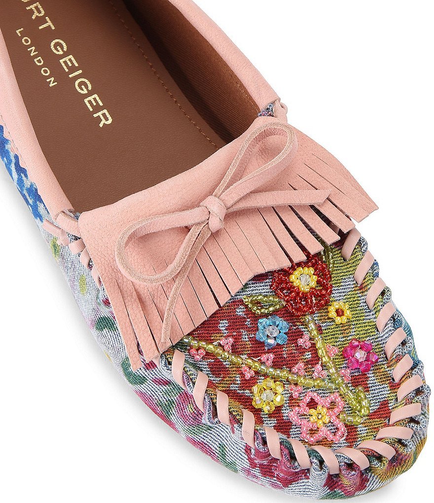 Kurt Geiger London Floral Beaded Ornament Moccasins - Blue - view 3