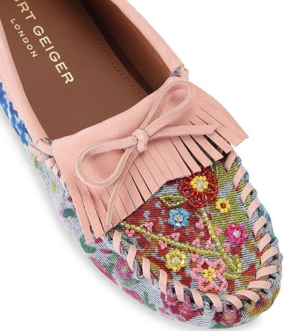 Kurt Geiger London Floral Beaded Ornament Moccasins - Blue - view 3
