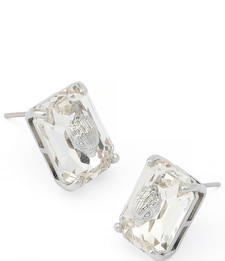 Kurt Geiger London Signature Stone Stud Earrings - Clear - view 6