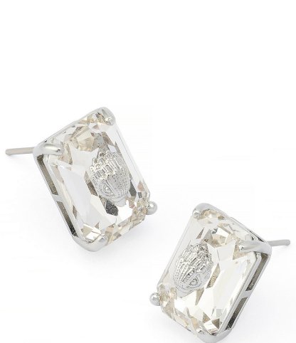Kurt Geiger London Signature Stone Stud Earrings - Clear - view 6