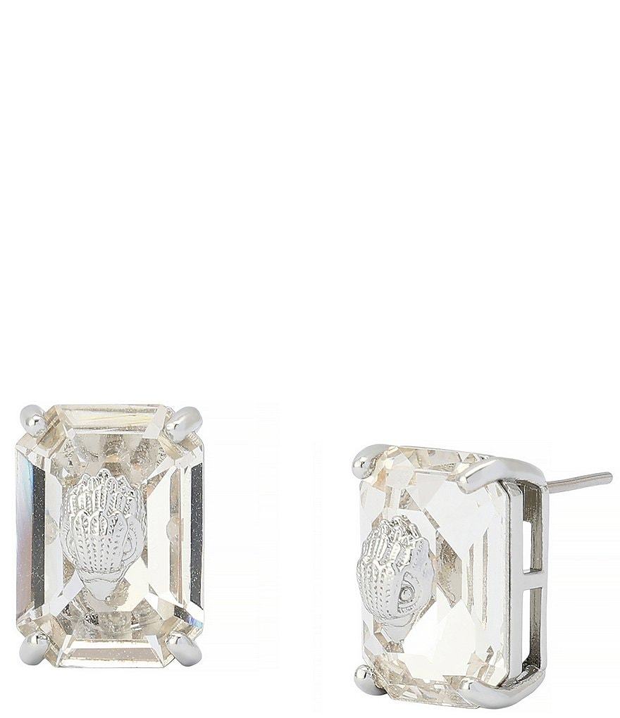 Kurt Geiger London Signature Stone Stud Earrings - Clear - view 5