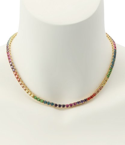 Kurt Geiger London Jewel Rainbow Tennis Collar Necklace - Rainbow - view 5