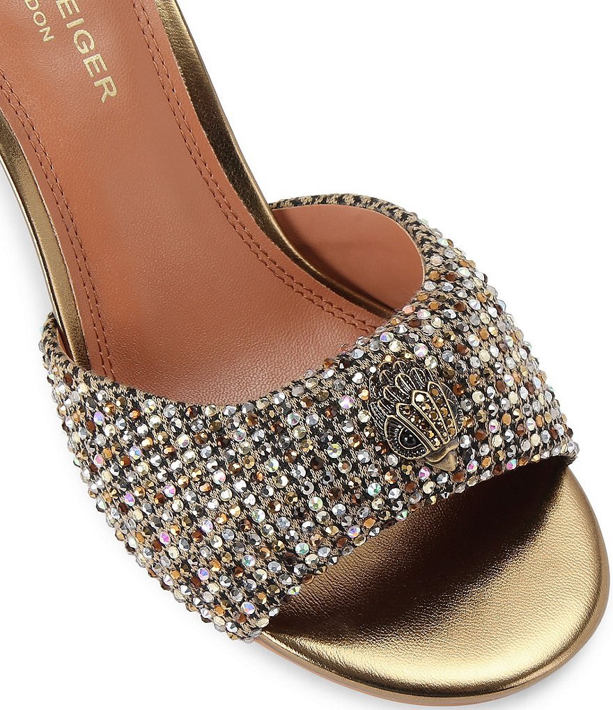 Kurt Geiger London Oxford Crystal Embellished Logo Slip-on Dress Sandals - Beige - view 3