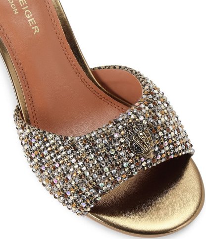 Kurt Geiger London Oxford Crystal Embellished Logo Slip-on Dress Sandals - Beige - view 3