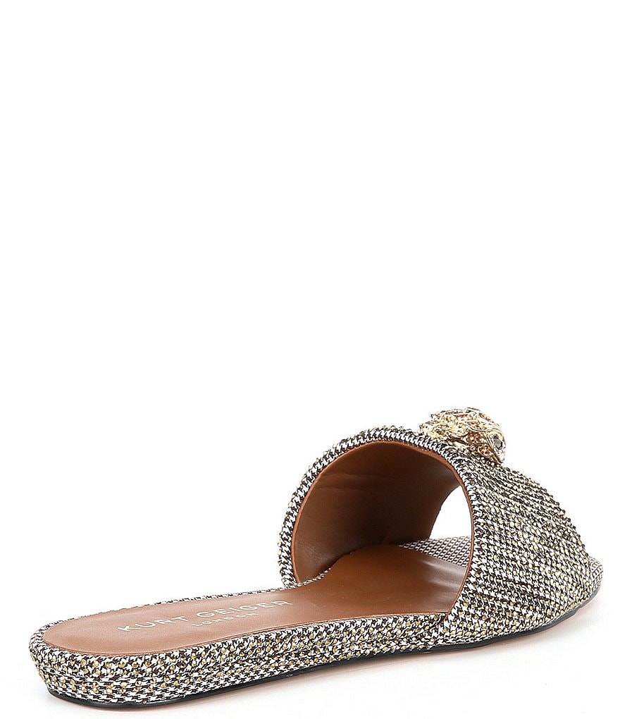 Kurt Geiger London Kensington Crystal Embellished Houndstooth Logo Ornament Slide Sandals - Beige - view 3