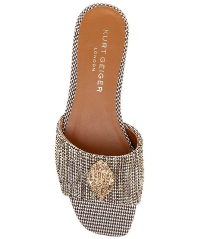Kurt Geiger London Kensington Crystal Embellished Houndstooth Logo Ornament Slide Sandals - Beige - view 5