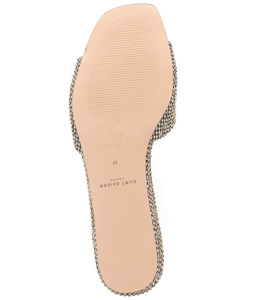 Kurt Geiger London Kensington Crystal Embellished Houndstooth Logo Ornament Slide Sandals - Beige - view 6