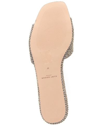 Kurt Geiger London Kensington Crystal Embellished Houndstooth Logo Ornament Slide Sandals - Beige - view 6