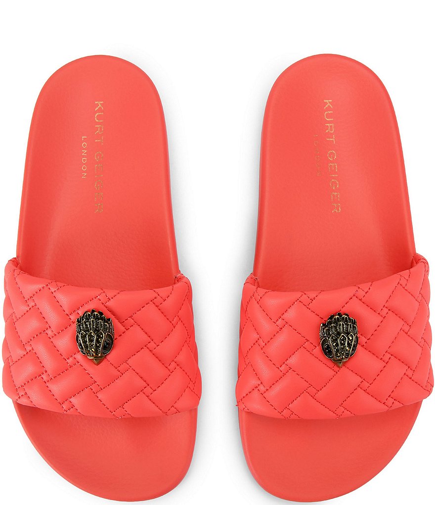 Kurt Geiger London Women's Meena Quilted Logo Ornament Pool Slide Sandals - Orange - view 10