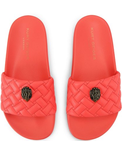 Kurt Geiger London Women's Meena Quilted Logo Ornament Pool Slide Sandals - Orange - view 10