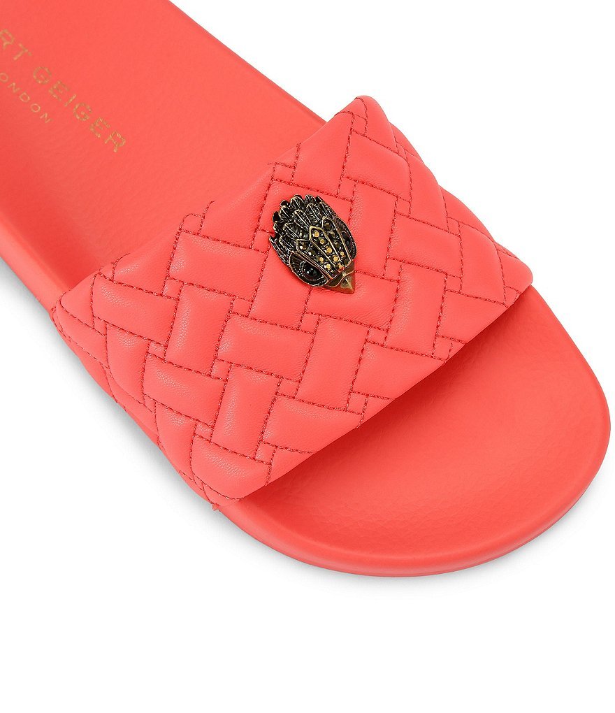 Kurt Geiger London Women's Meena Quilted Logo Ornament Pool Slide Sandals - Orange - view 11