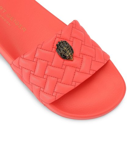 Kurt Geiger London Women's Meena Quilted Logo Ornament Pool Slide Sandals - Orange - view 11