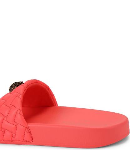 Kurt Geiger London Women's Meena Quilted Logo Ornament Pool Slide Sandals - Orange - view 12