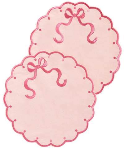Southern Living Scalloped & Embroidered Bow Placemat, Set of 2 - Pink - view 6