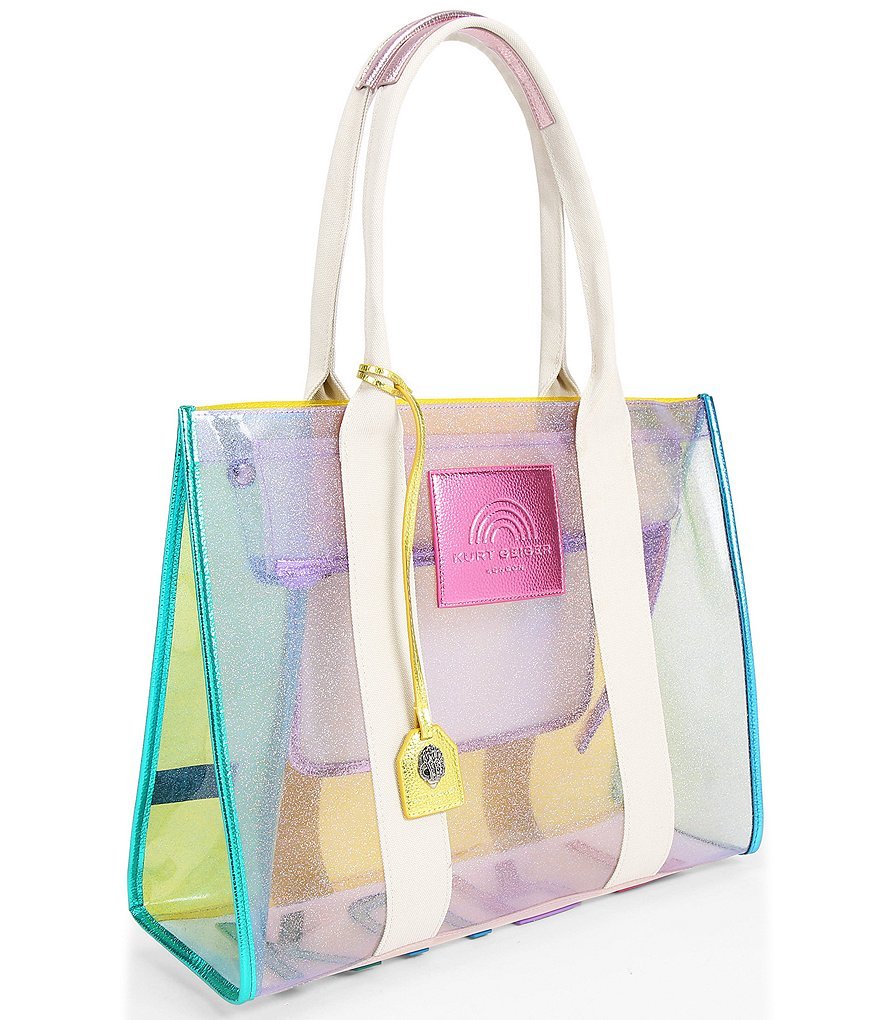 Kurt Geiger London Southbank Large Rainbow Vinyl Clear Shimmer Tote Bag - Multi - view 4