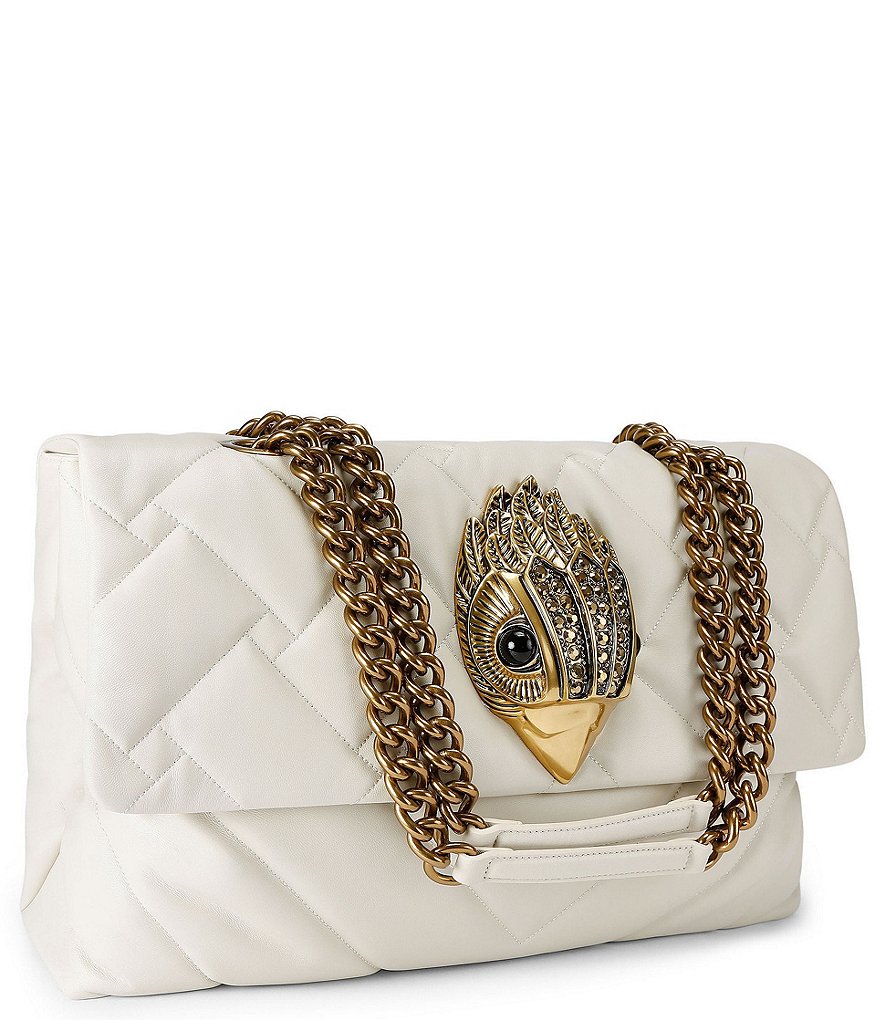 Kurt Geiger London Macro Kensington Drench Leather Crossbody Bag - White - view 5