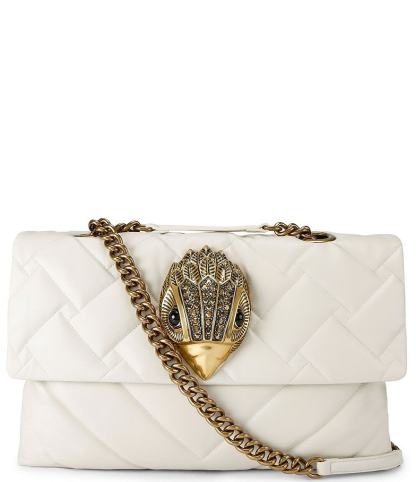 Kurt Geiger London Macro Kensington Drench Leather Crossbody Bag - White - view 1