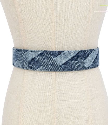 Kurt Geiger London 38mm Patchwork Denim Eagle Motif Wide Belt - Dark Blue - view 5