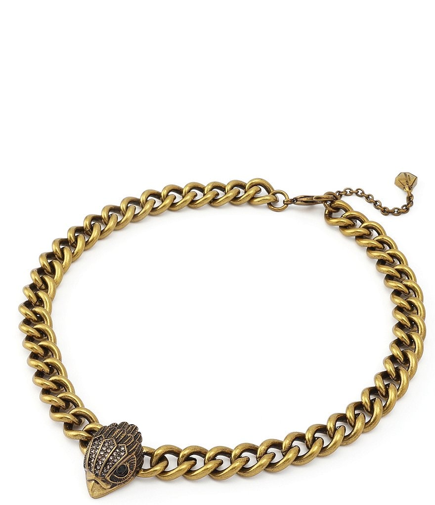 Kurt Geiger London Eagle Curb Chain Collar Pendant Necklace - Antique Gold - view 2