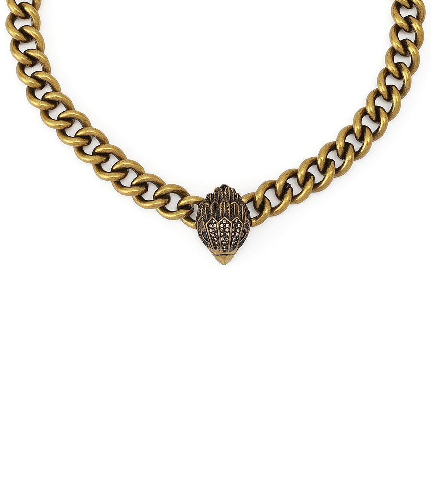Kurt Geiger London Eagle Curb Chain Collar Pendant Necklace - Antique Gold - view 3