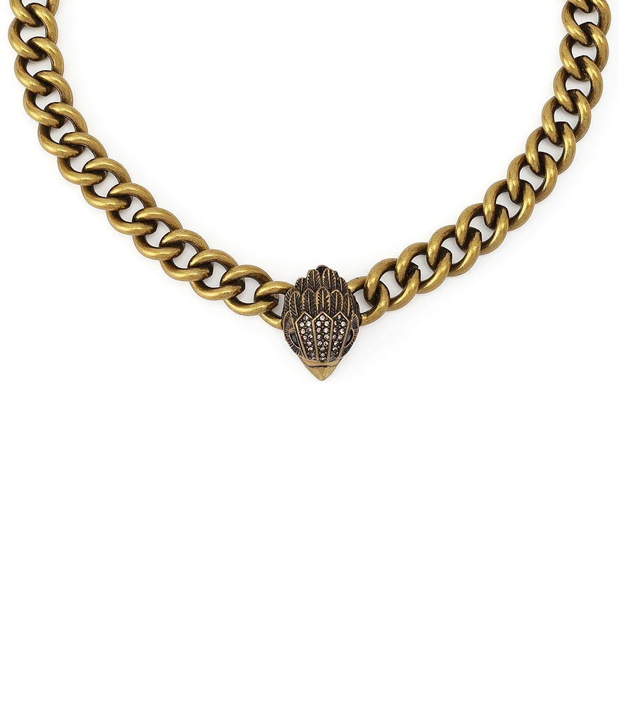 Kurt Geiger London Eagle Curb Chain Collar Pendant Necklace - Antique Gold - view 3