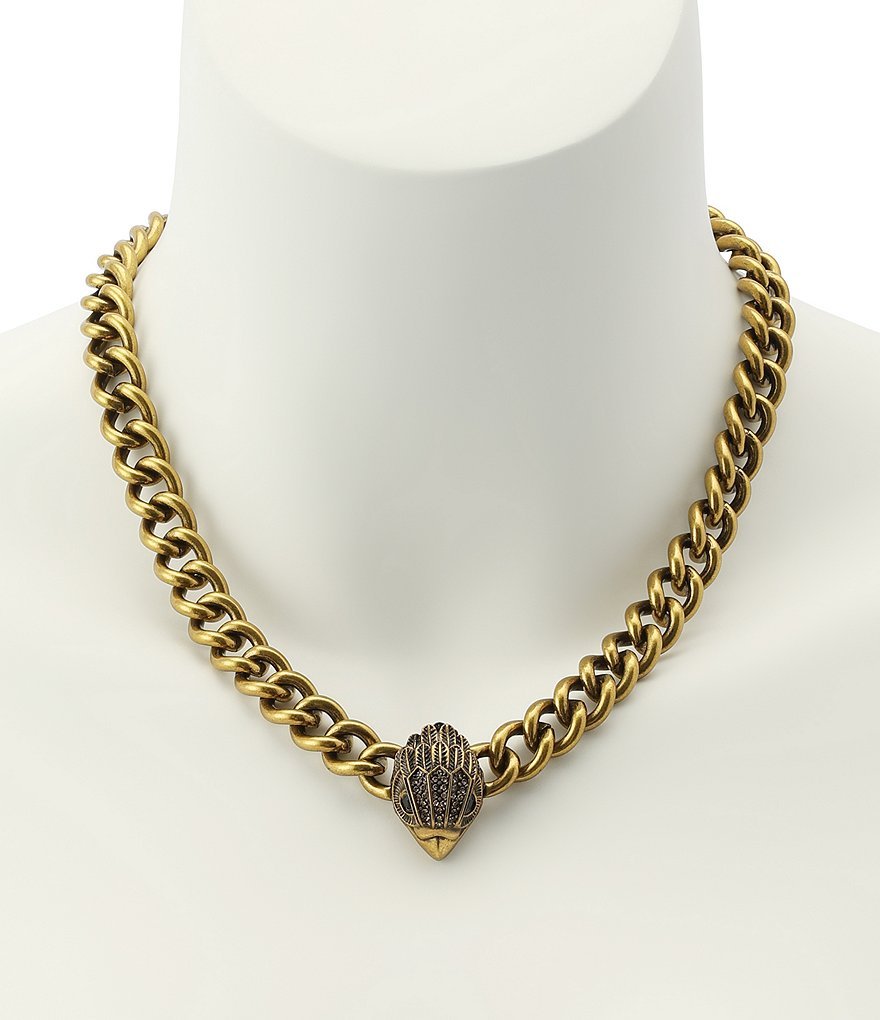 Kurt Geiger London Eagle Curb Chain Collar Pendant Necklace - Antique Gold - view 4