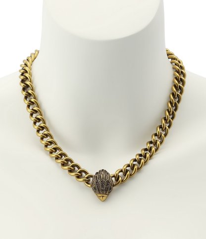 Kurt Geiger London Eagle Curb Chain Collar Pendant Necklace - Antique Gold - view 4