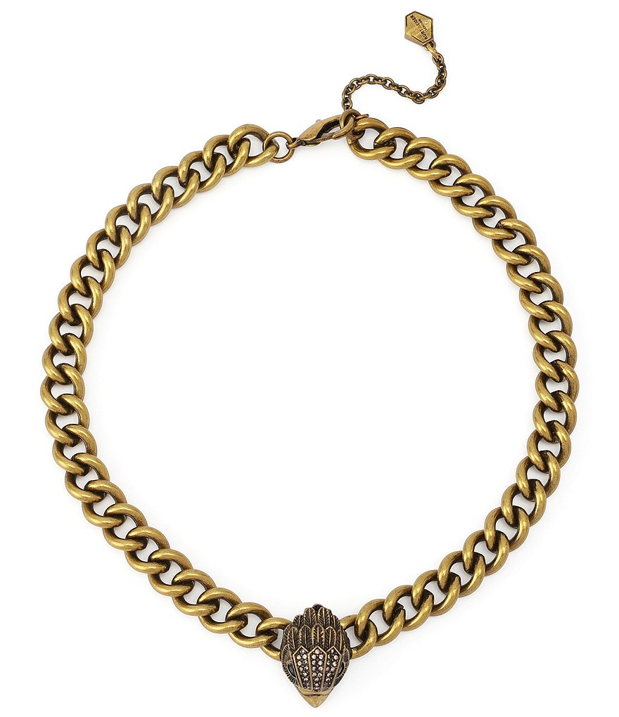 Kurt Geiger London Eagle Curb Chain Collar Pendant Necklace - Antique Gold - view 1