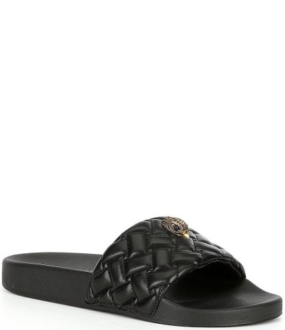 Kurt Geiger London Women's Meena Quilted Logo Ornament Pool Slide Sandals - Black - view 1