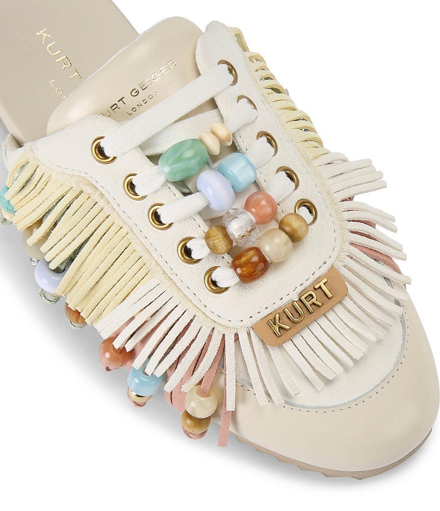 Kurt Geiger London Islington P Beaded Fringe Suede Mule Sneakers - Cream - view 2