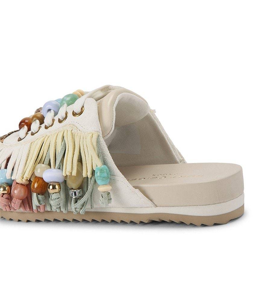 Kurt Geiger London Islington P Beaded Fringe Suede Mule Sneakers - Cream - view 3