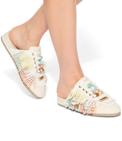 Kurt Geiger London Islington P Beaded Fringe Suede Mule Sneakers - Cream - view 5