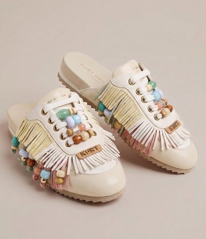 Kurt Geiger London Islington P Beaded Fringe Suede Mule Sneakers - Cream - view 8