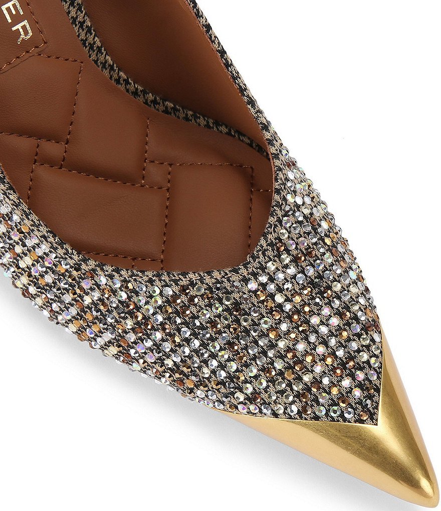 Kurt Geiger London Regent Crystal Embellished Houndstooth Print Stiletto Court Pumps - Beige - view 3